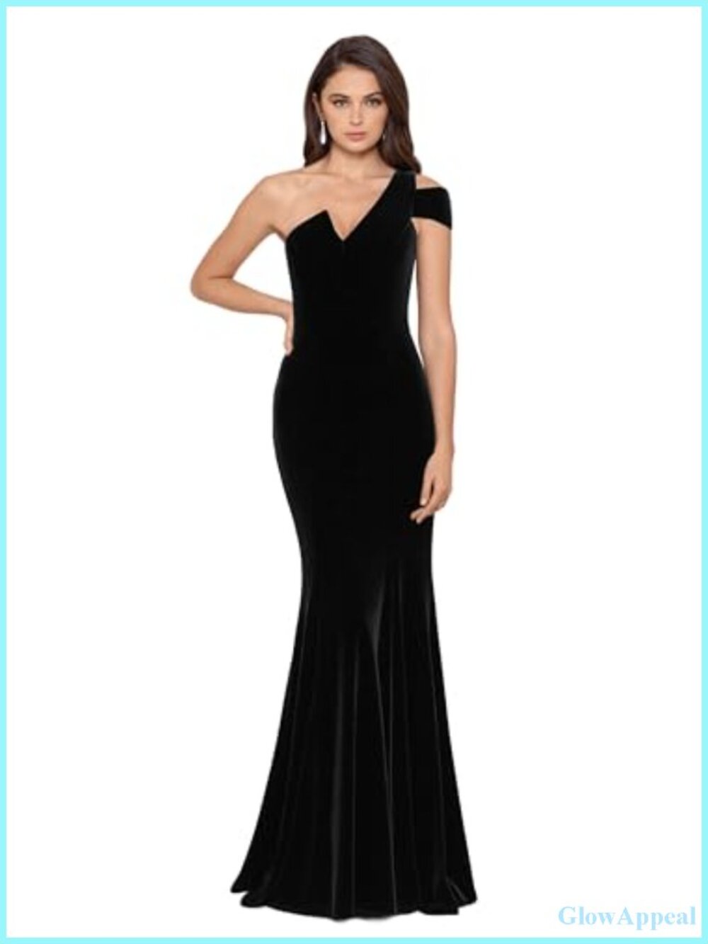 Velvet One Shoulder Sheath Gown Sleeveless Formal Dress